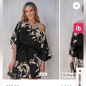 Cupshe black floral off shoulder dress nwt size small